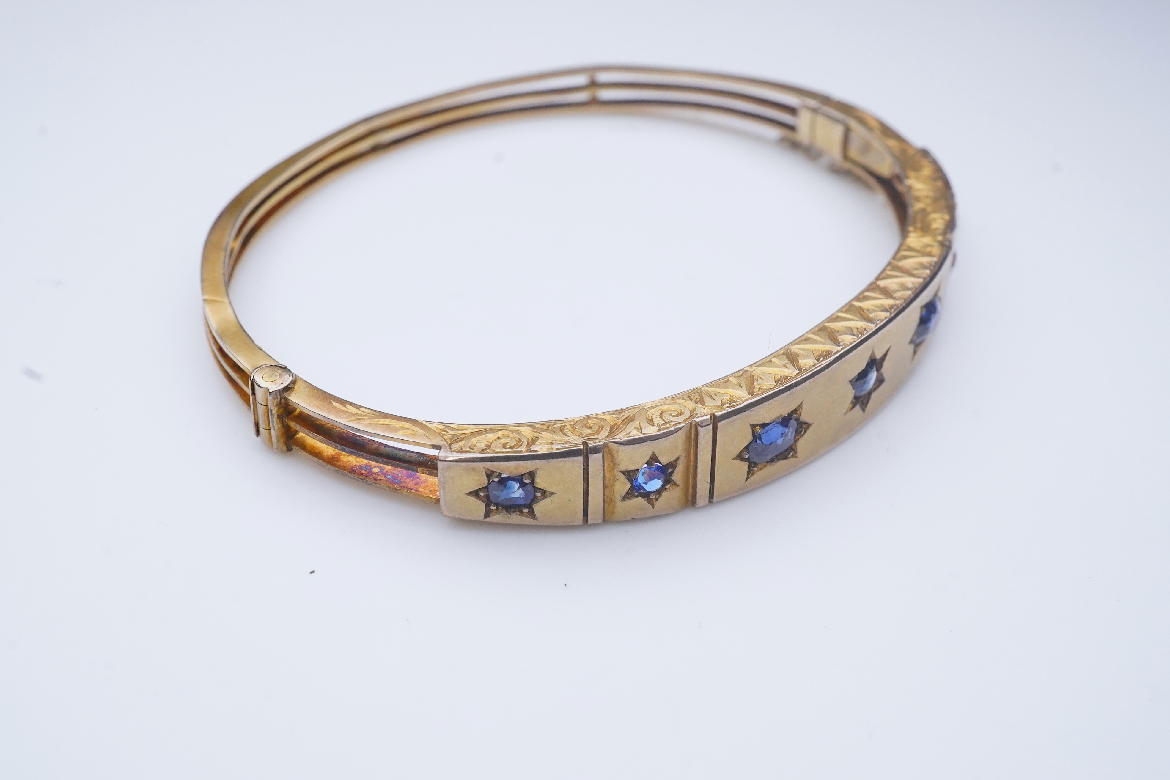 A Victorian sapphire bangle, late 19th century